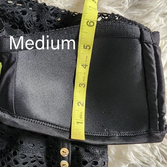 NWOT Black Fishnet One Piece Halter Bathing Suit - Picture 7 of 14